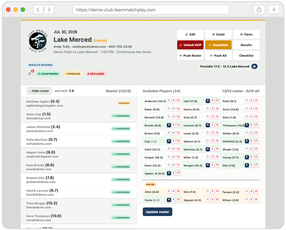 Captain dashboard view